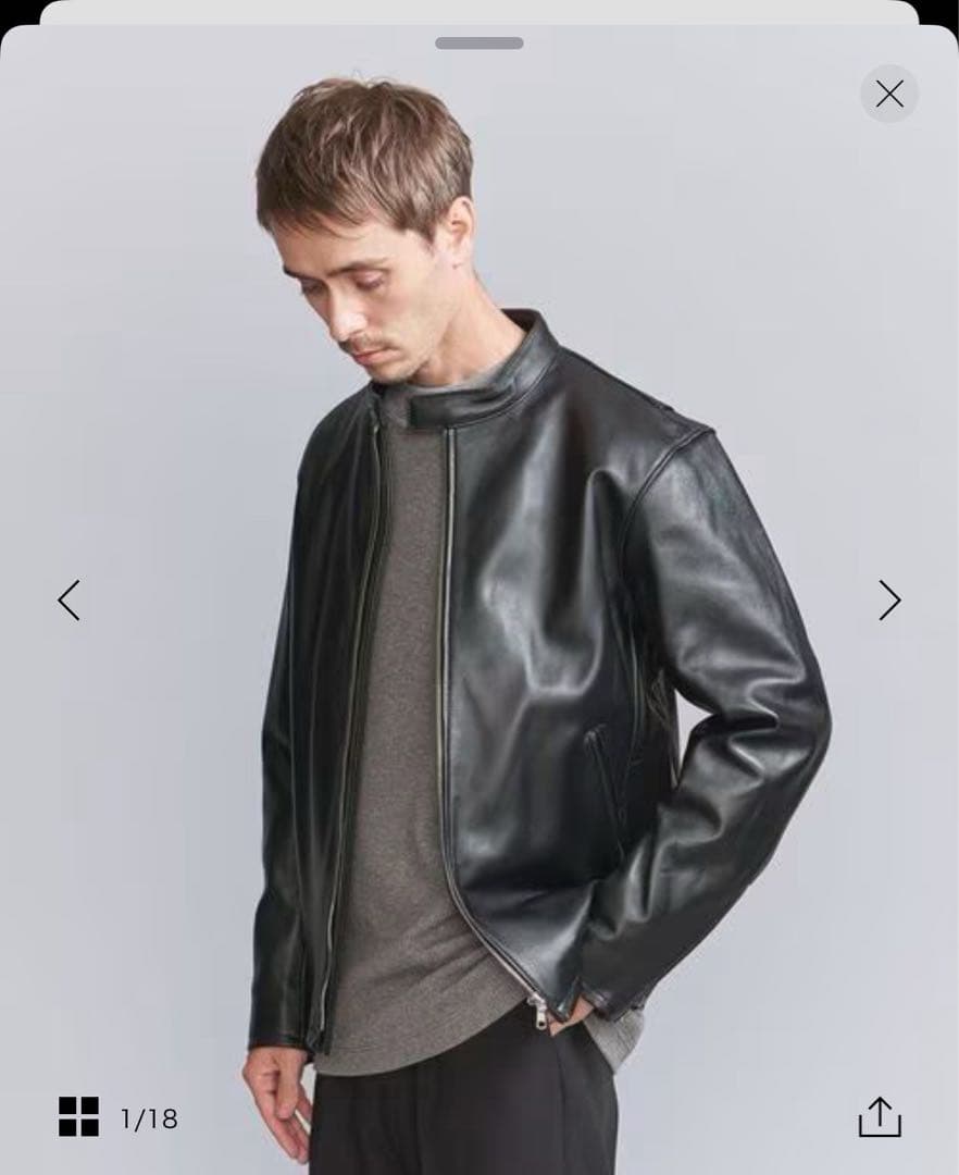 beauty&youth シープレザーシングルライダーズジャケット