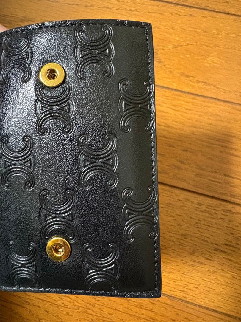 CELINE ブラックレザー三つ折り財布