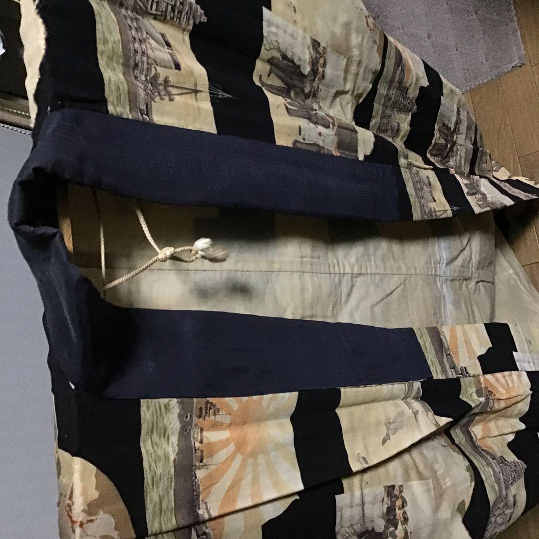 古布モスリン軍隊柄虫喰い全体虫喰い多数。