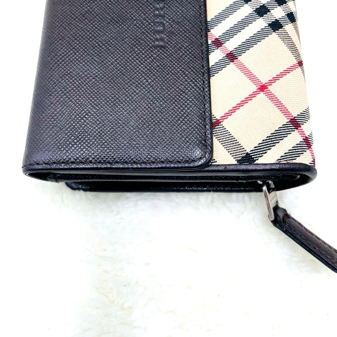 美品 Burberry バーバリー 三つ折り 財布 ノバチェック キャンバス