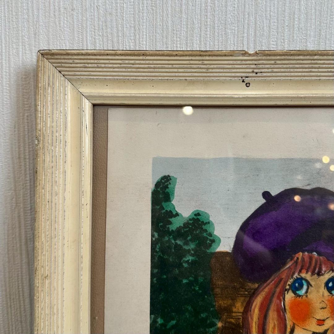 iΦ 真作 フランス ヴィンテージ ビックアイアート 少女 1972年 ドミニク