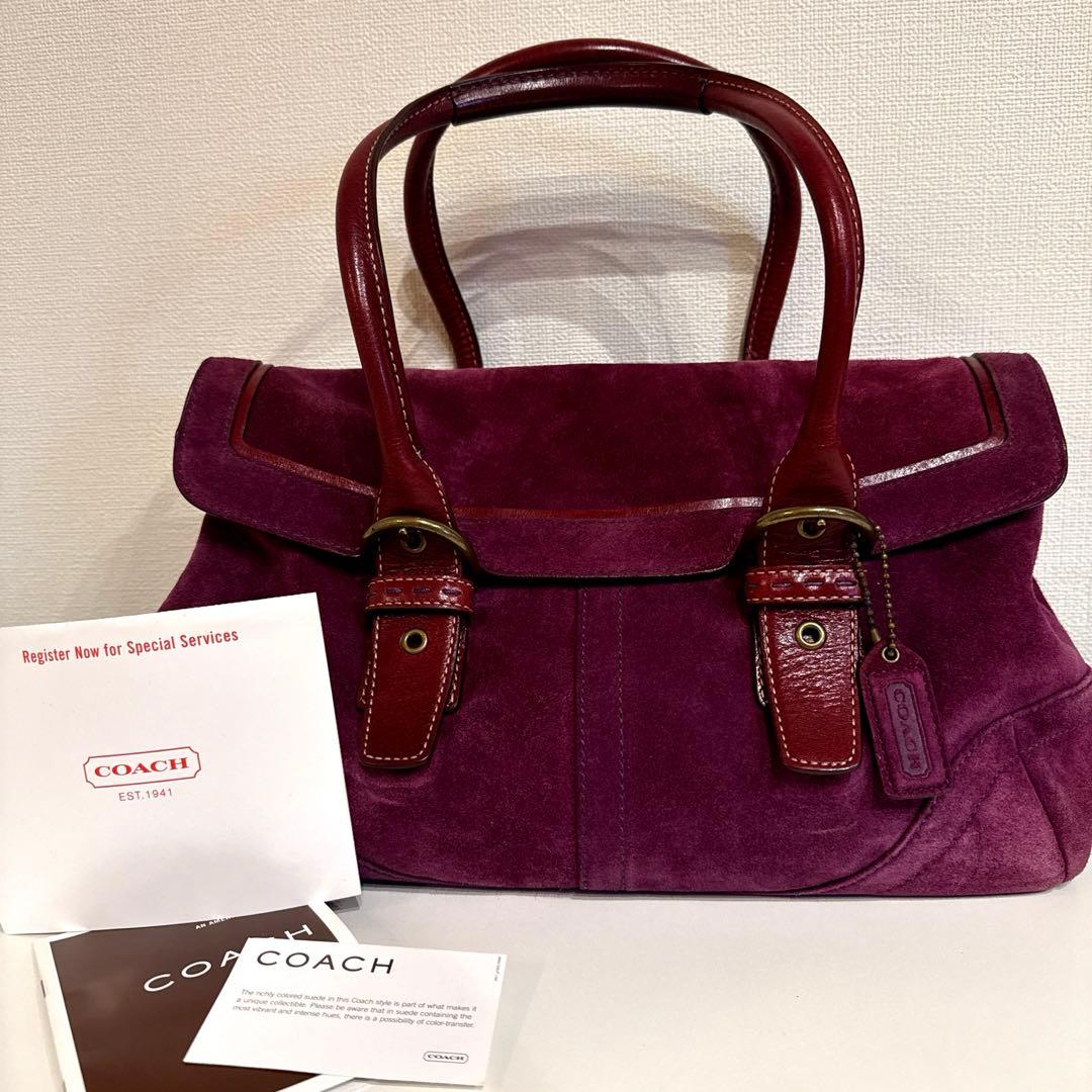 【COACH】スエードハンドバッグ パープル