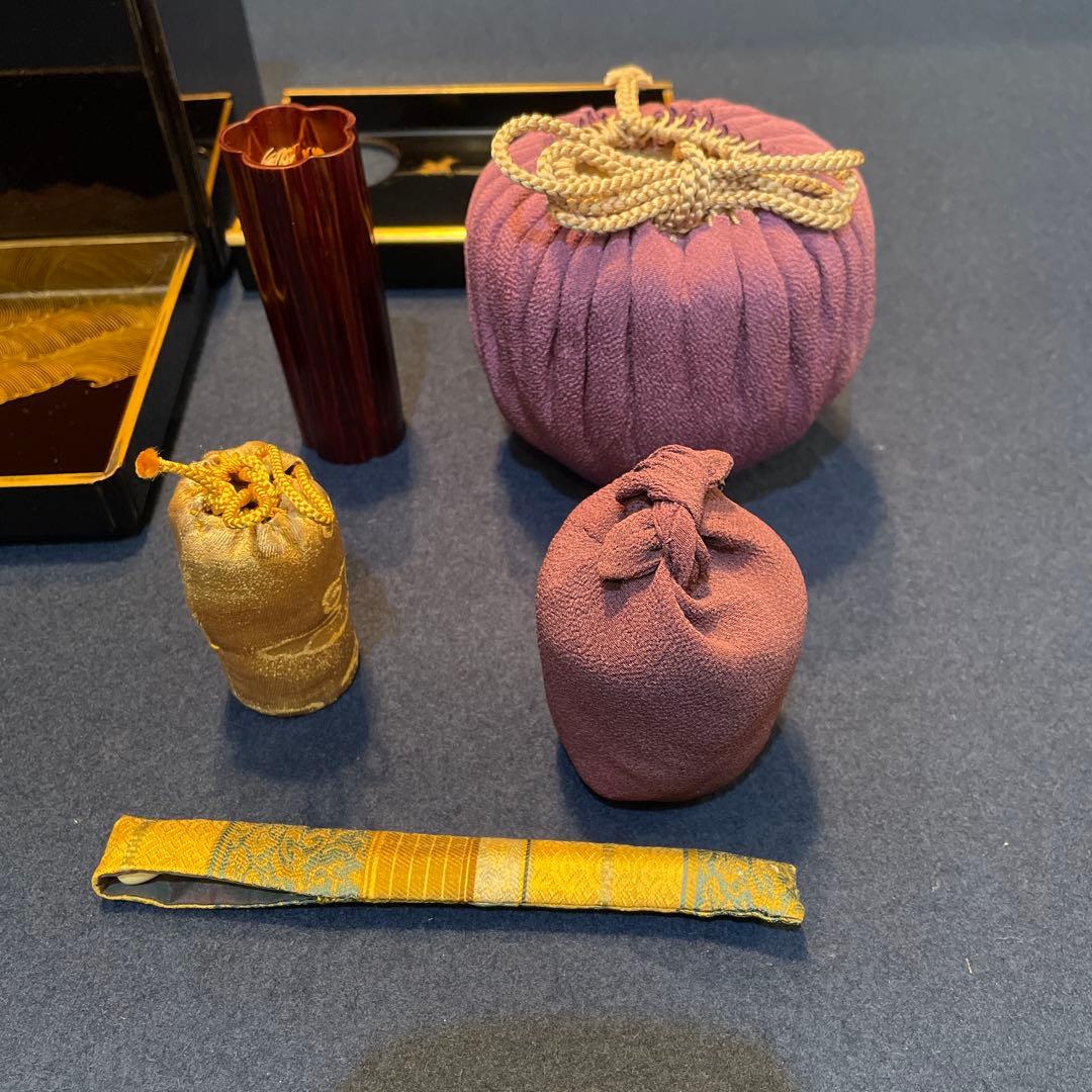 茶道具　茶箱「利休茶箱」『波千鳥の蒔絵』『茶杓は舟の櫓』『大珍品』「茶箱セット」