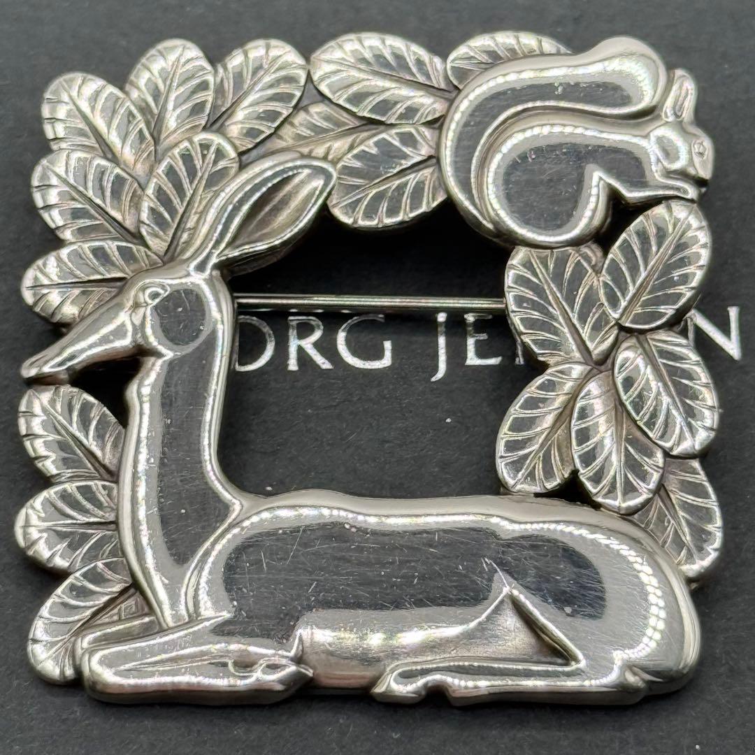 希少 ジョージジェンセン 318 ブローチ 鹿とリス ヴィンテージ