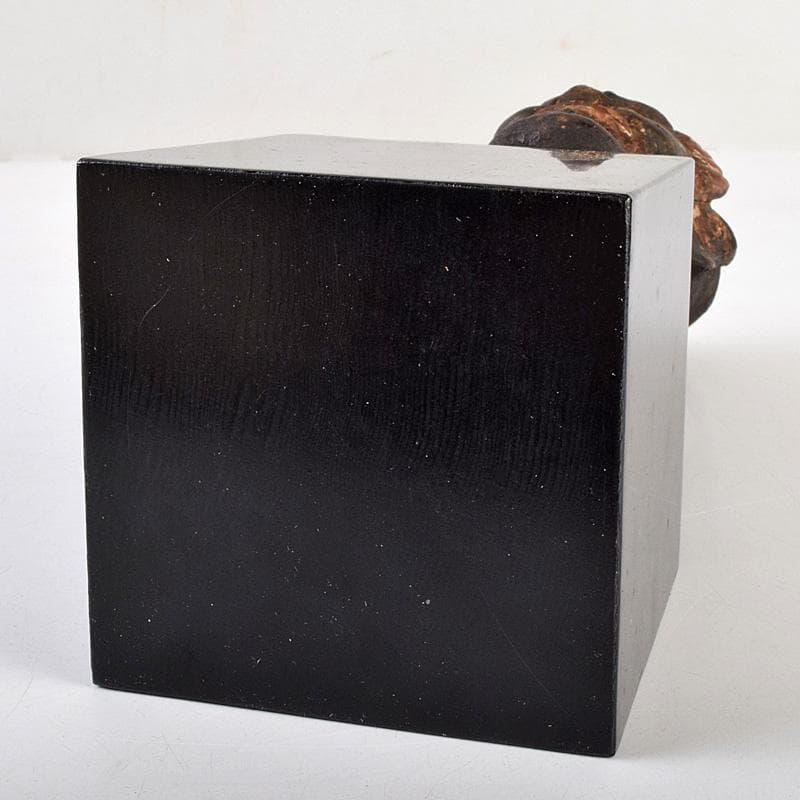 仏教美術　彩色木彫　玉眼入　十二神将像　仏像　木製台・時代箱付　G　R9231