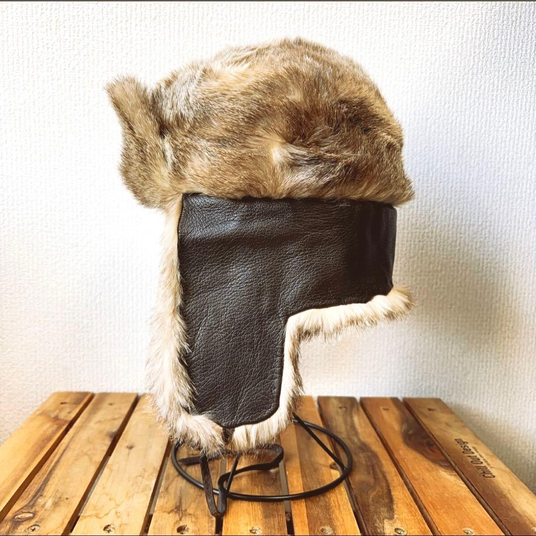 y*y様 Vintage リアルファー レザー フライト キャップ 帽子 ボンバ