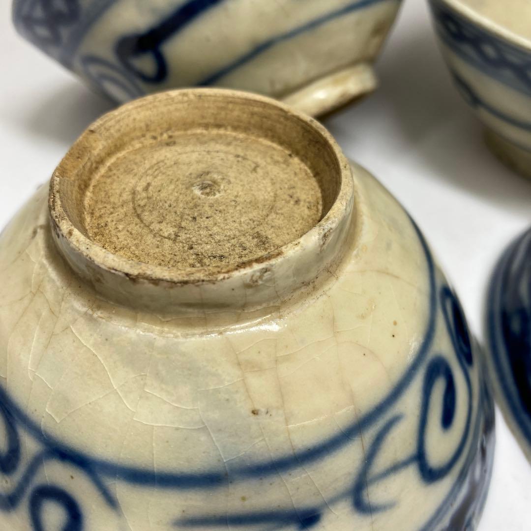 中国清朝時代　青花小鉢4客　口径約12㎝　東Y7-0403⑥タニト