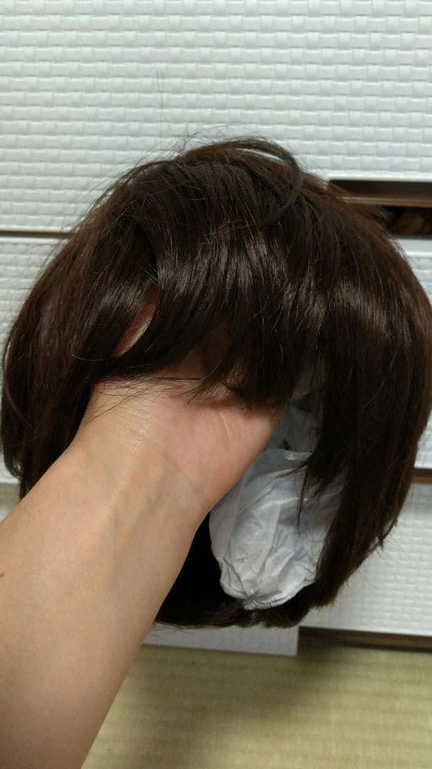 フルウイッグ ショートヘアー 自然なくせ毛風 ブラウン