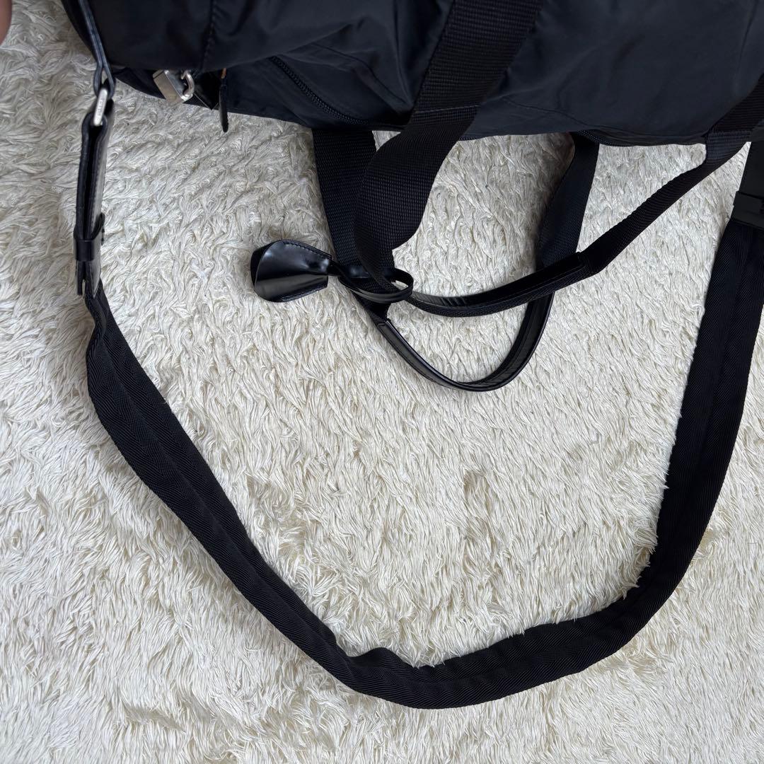 PRADA プラダ 2way ボストンバッグ ナイロン×レザー 黒　鍵付き