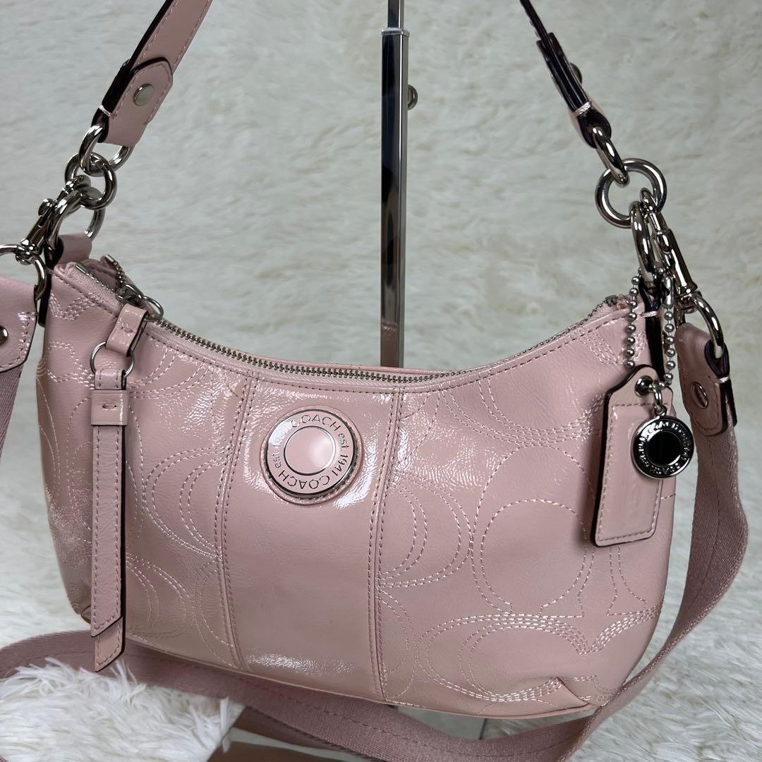 コーチ ワンショルダー アクセサリーポーチ シグネチャー 2way ピンク