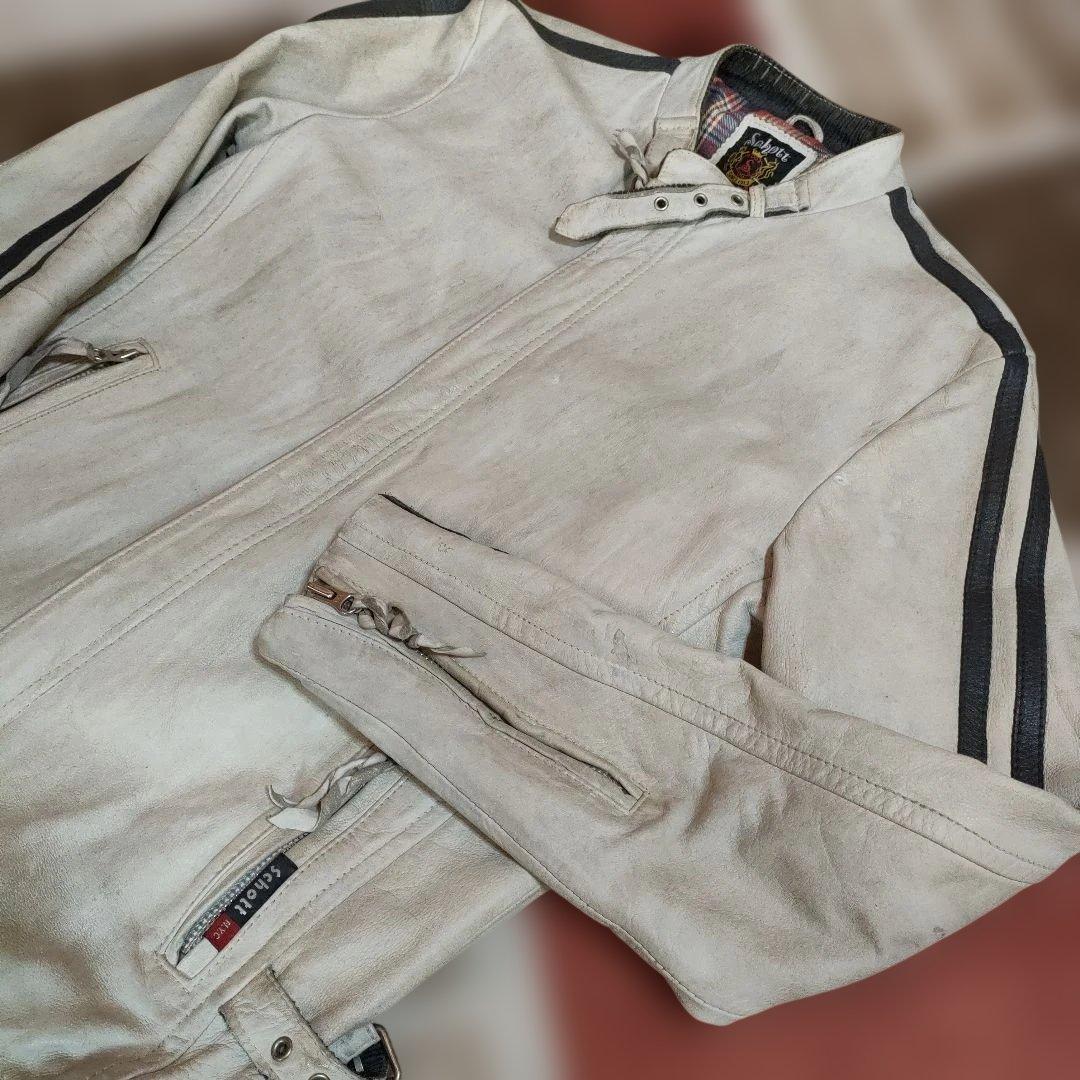 現行タグモデル　ダメージ加工　Schott 立襟 シングルライダース　上野商会