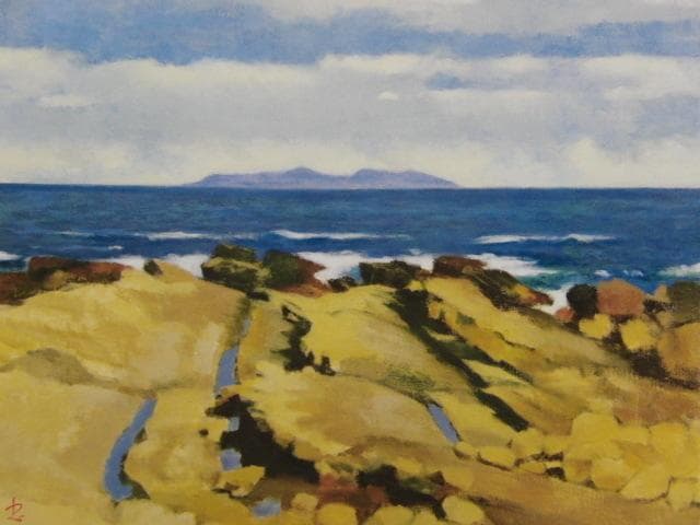 藤田忠夫、【緑島遠望（台湾）】、希少な額装用画集より