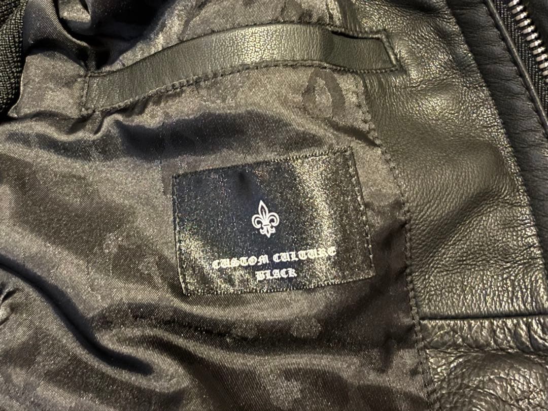 カスタムカルチャー 羊革 切替 スタンドカラー シングルライダース　ジャケット