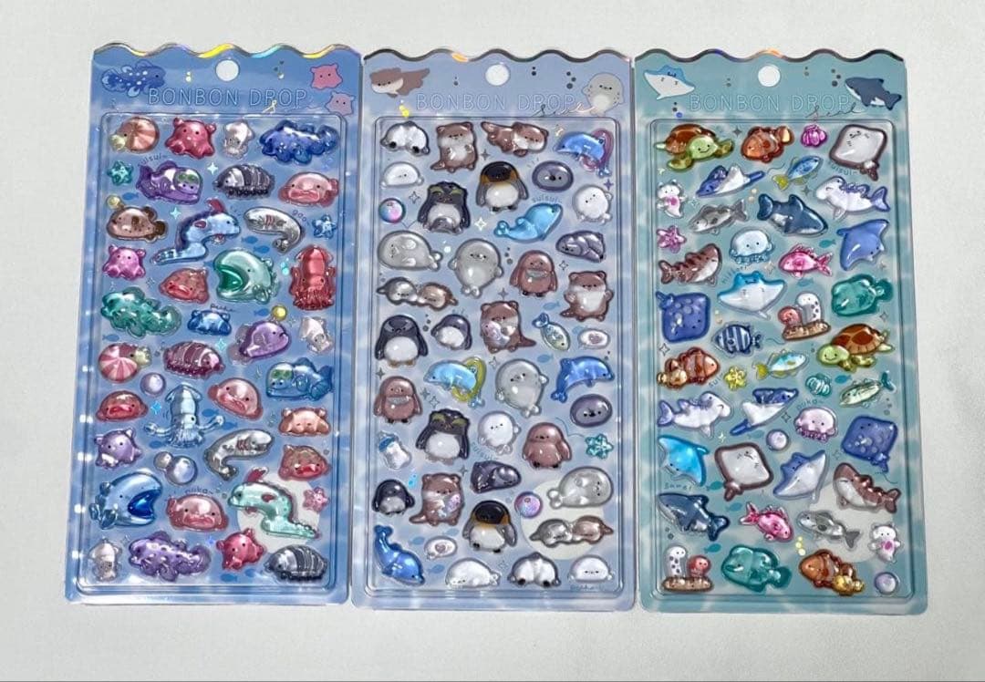 水族館限定　ボンボンドロップシール　3種類