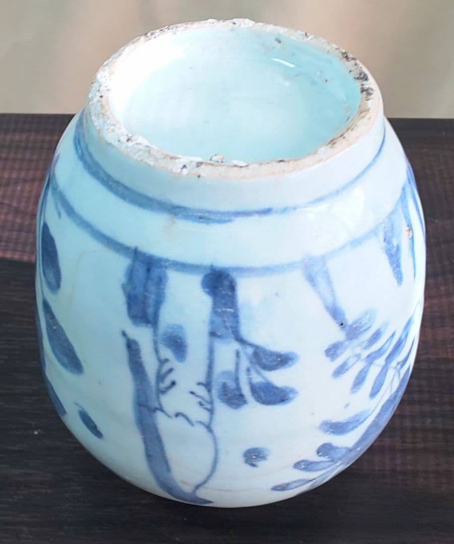 中国美術 明時代 白磁 漳州磁器壺 染付花蝶模様 陶磁器 茶壺
