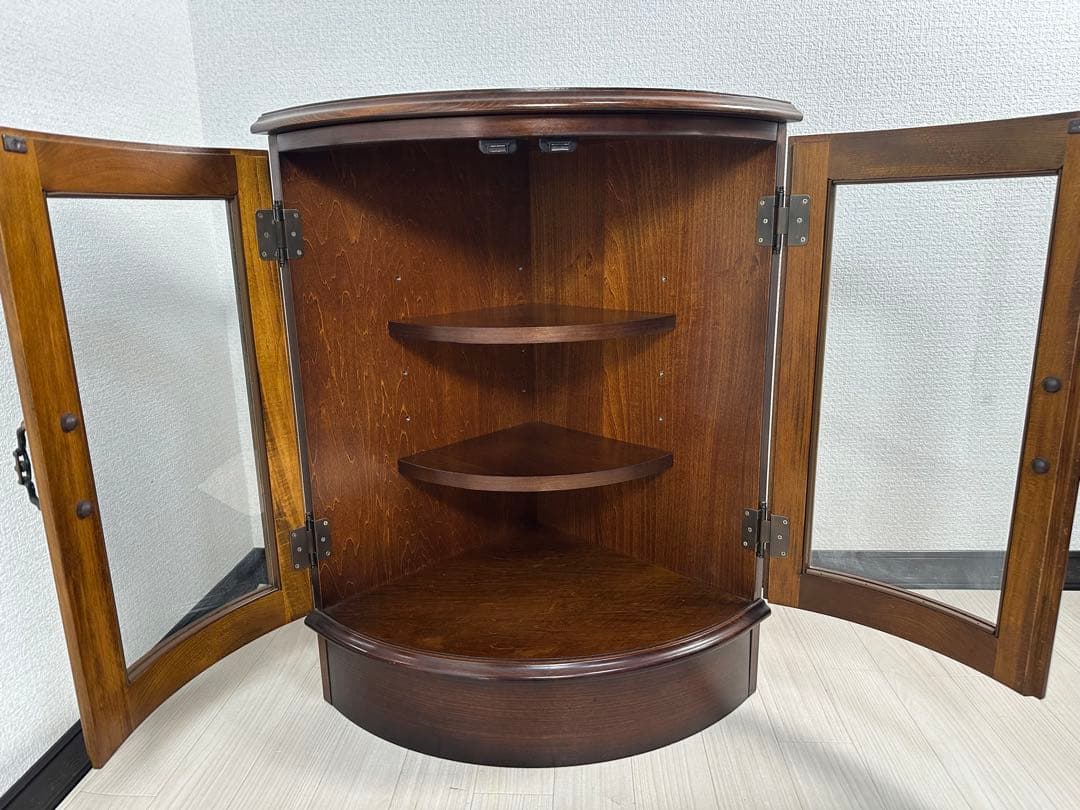 （1/3）カリモク コロニアル コーナー キャビネット 飾り棚 4-1※