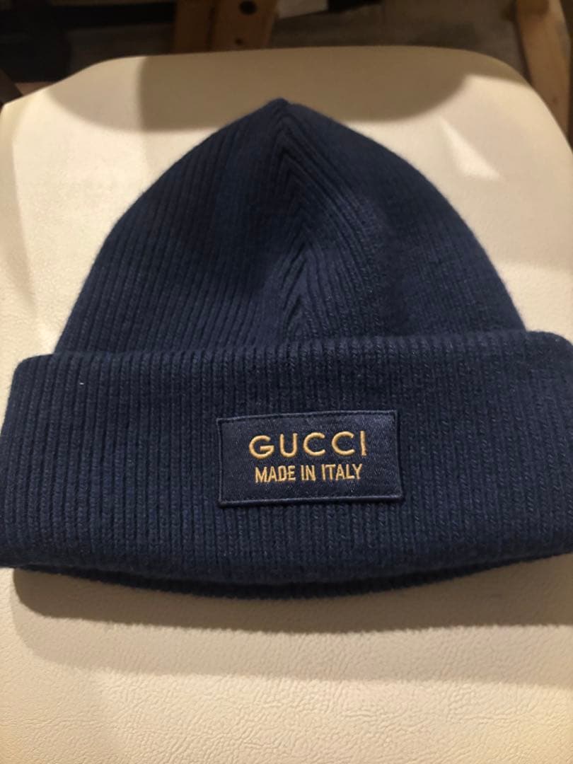 GUCCI ニット帽 Mサイズ ネイビー