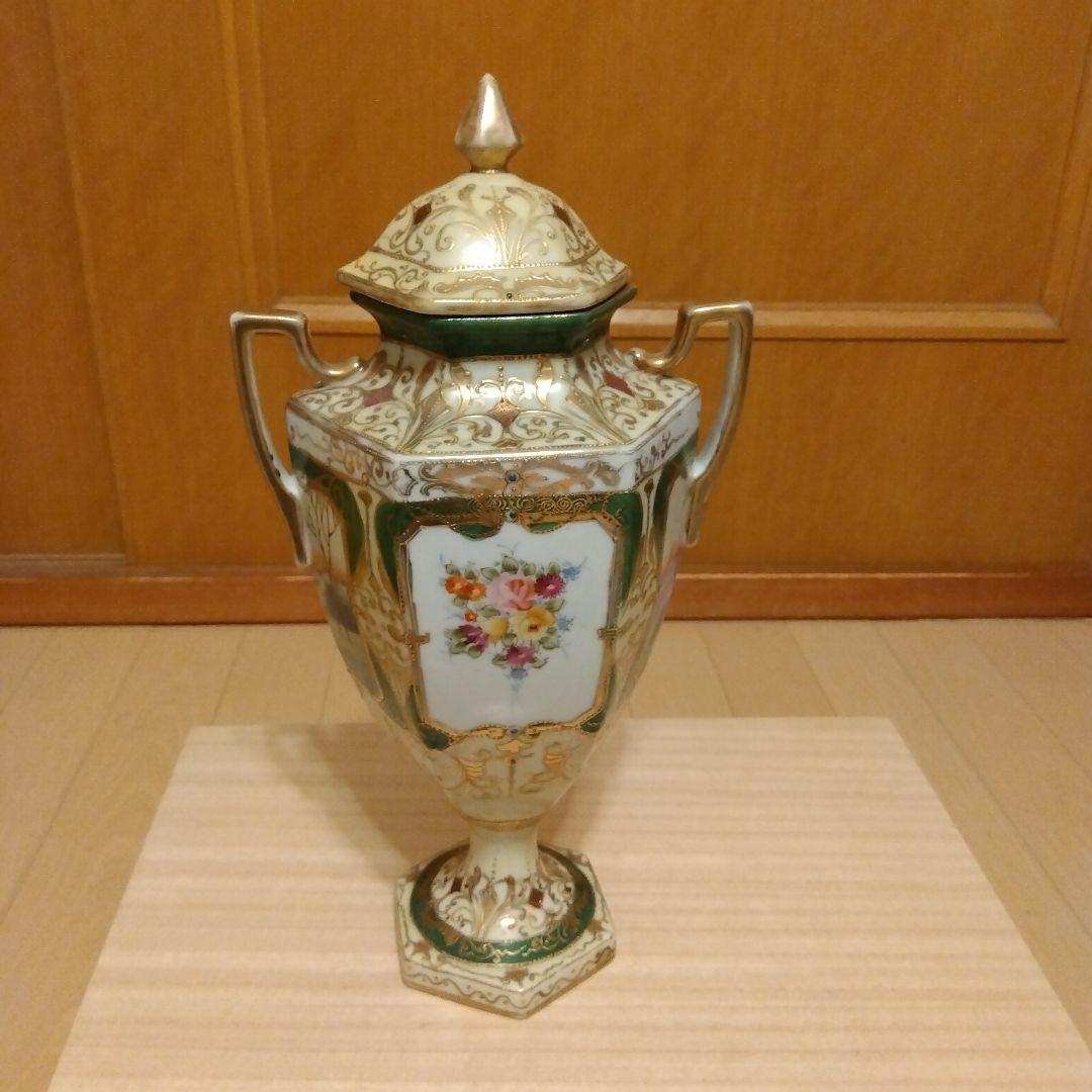 kinjo china 　飾り壺　オブジェ　花柄　アンティーク 　壺