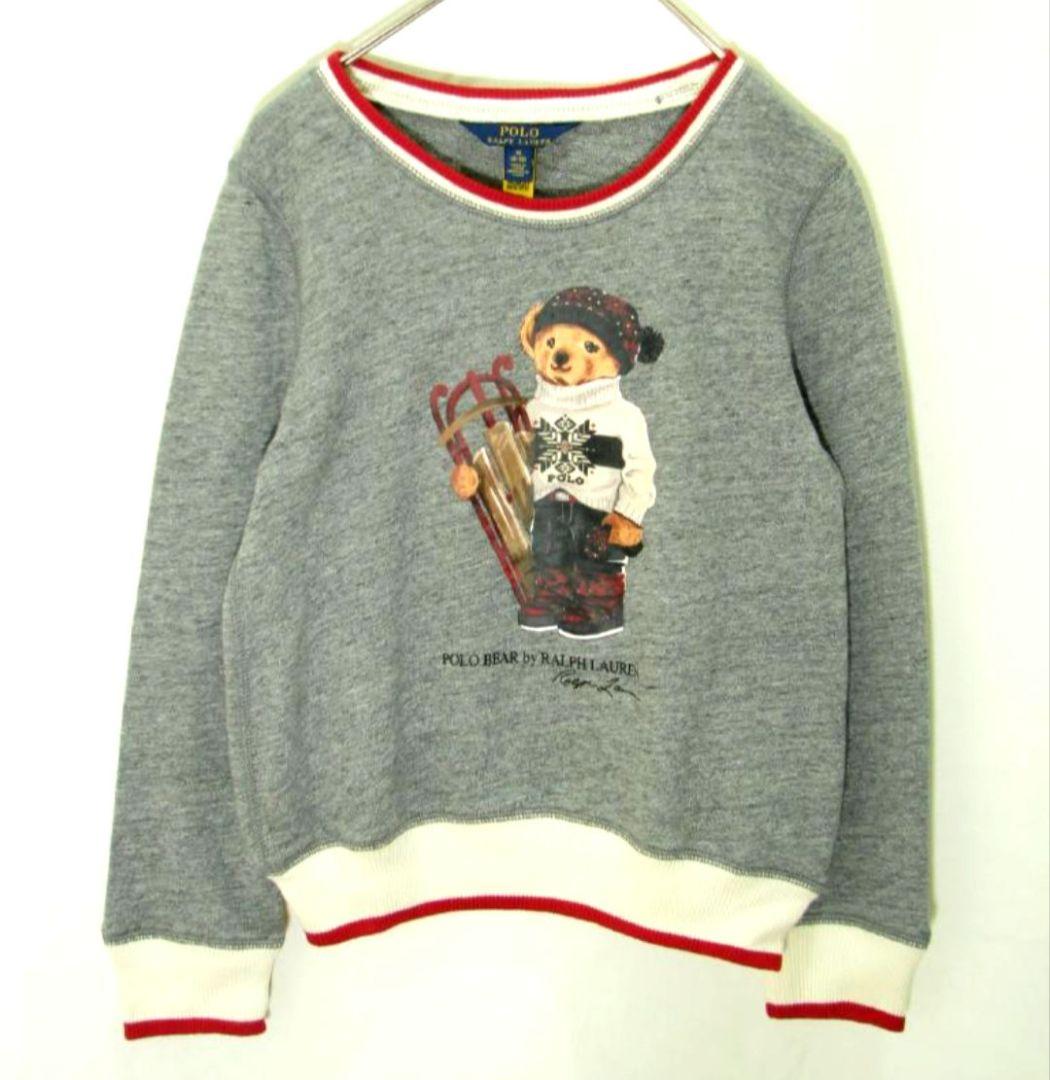 美品★ラルフローレン★人気　ポロベア　ソリ　トレーナー　グレー　140