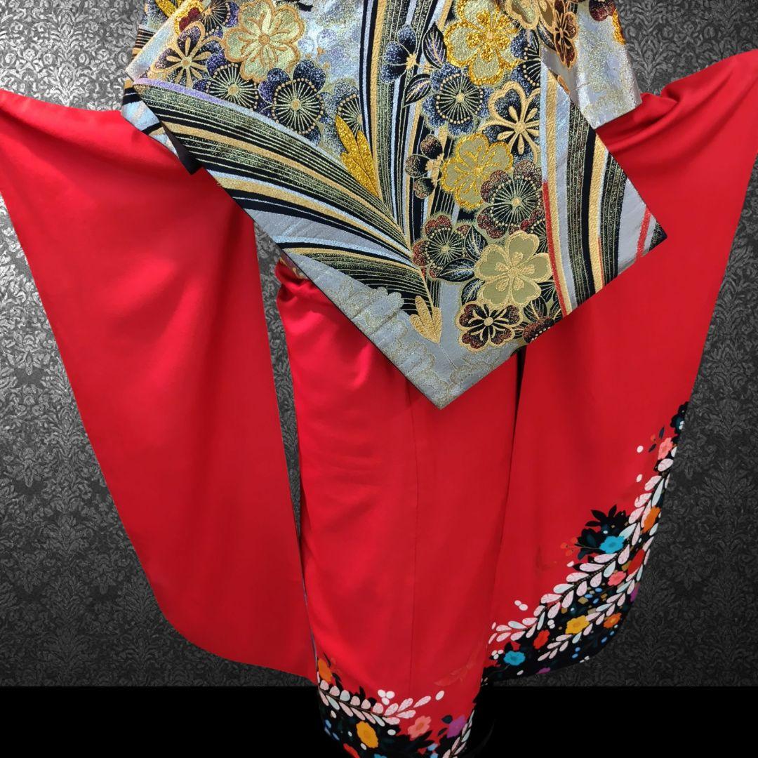 振袖フルセット(7点)・成人式・辻ヶ花・金彩加工・高級手縫・モダン・正絹・逸品
