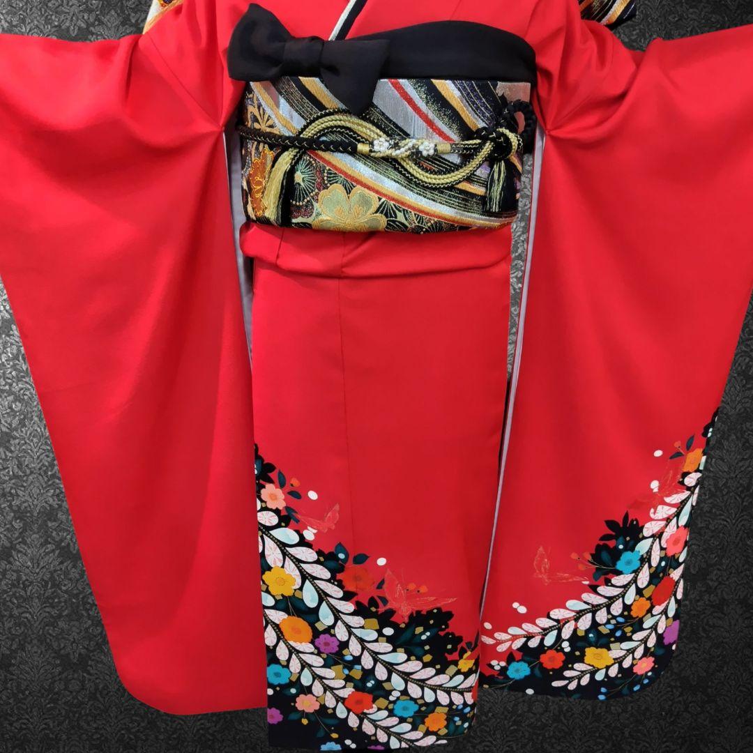 振袖フルセット(7点)・成人式・辻ヶ花・金彩加工・高級手縫・モダン・正絹・逸品