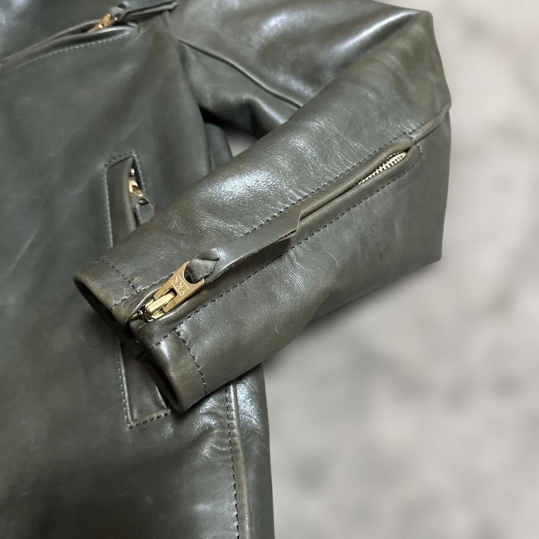 KADOYA ヘッドファクトリー オリーブ レザー シングルライダース カドヤ