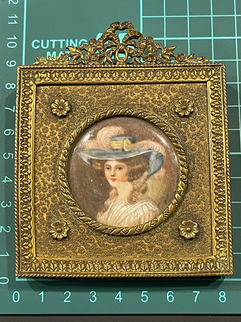 アンティーク アメリカン ミニアチュール 絵画 額装品 陶板画 美術品 USA