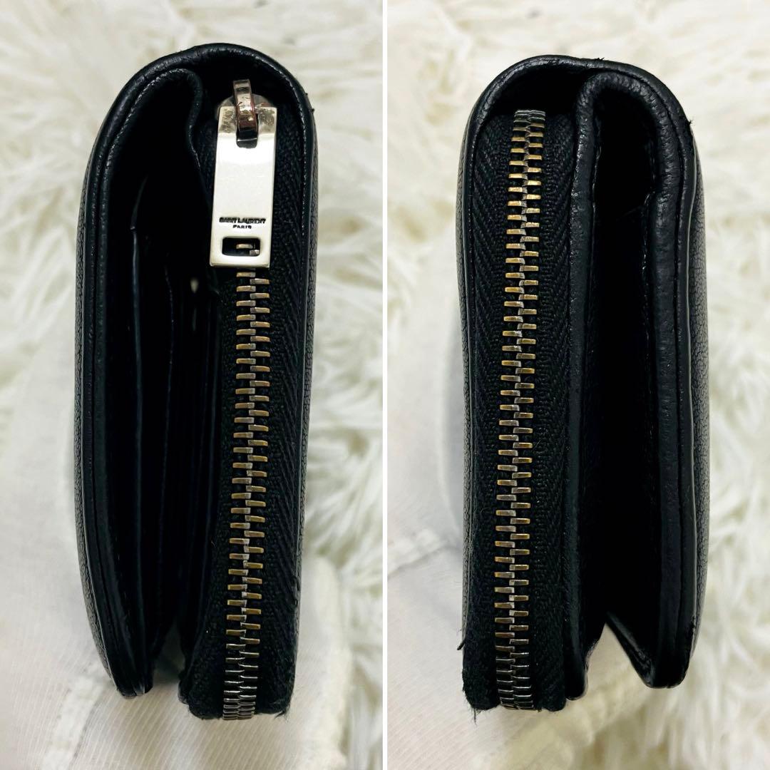 極美✨サンローラン 二つ折り財布 カサンドラ キルティング レザー 黒