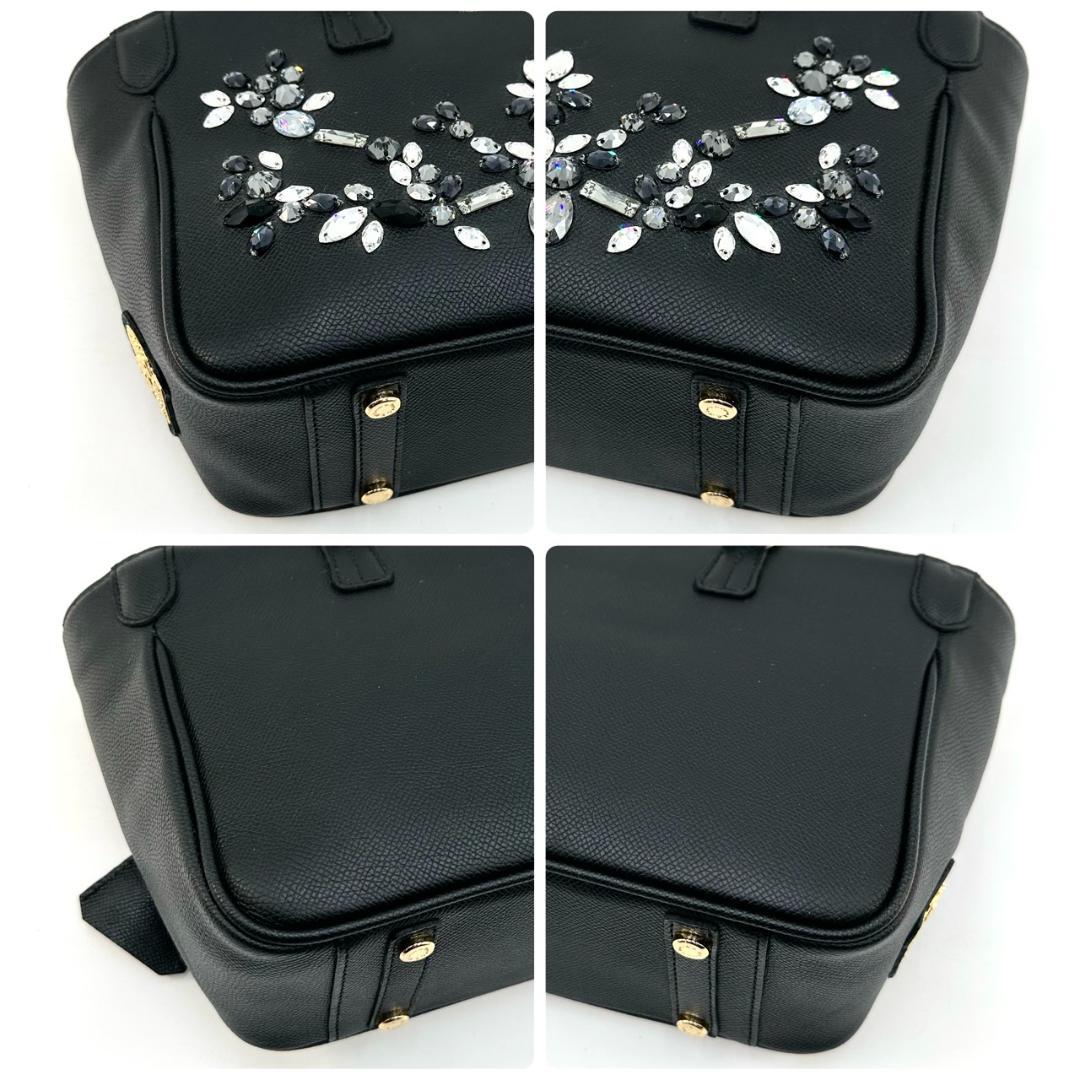 A.D.M.J. スワロフスキー ビジュー ハンドバッグ トートバッグ ブラック