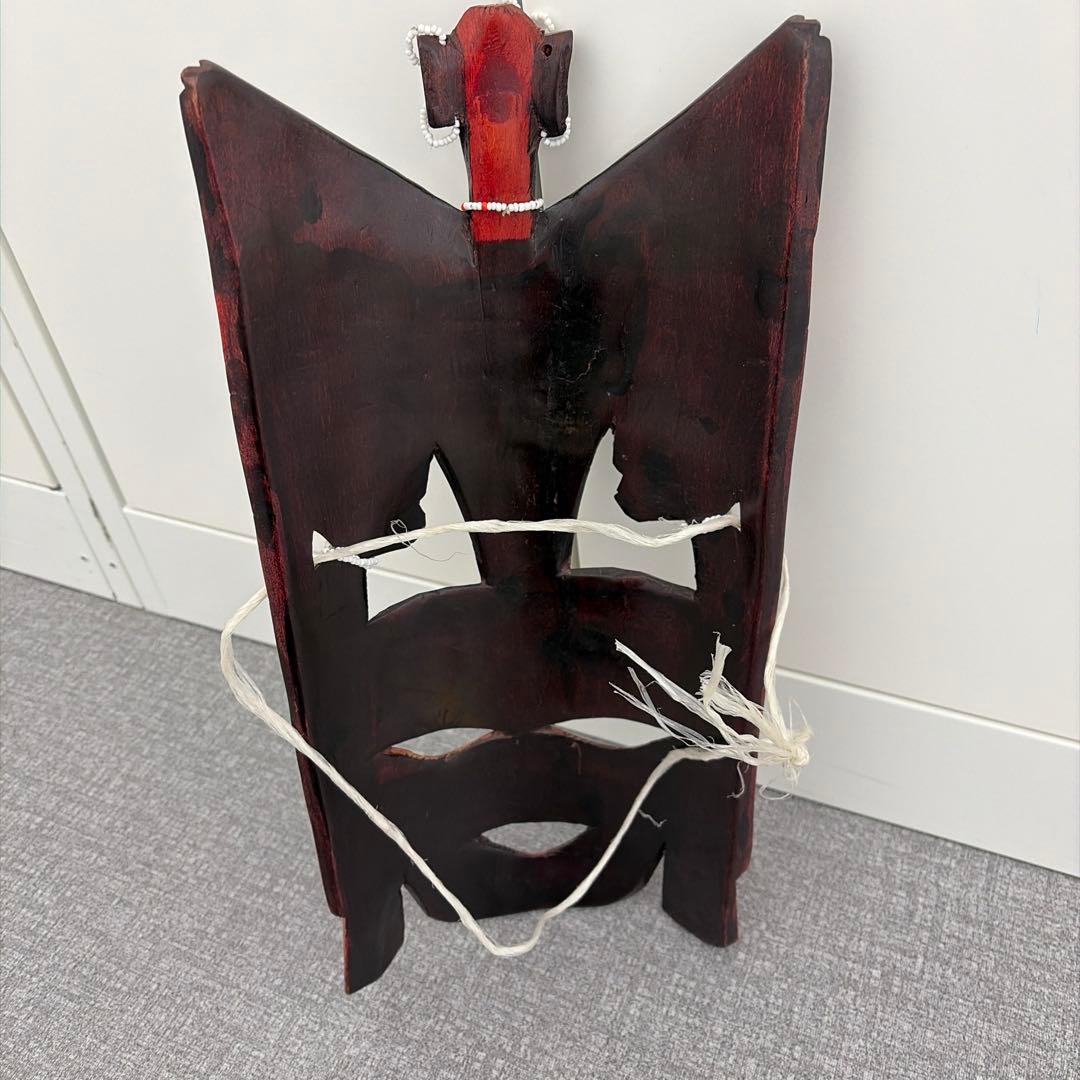 南アフリカ　お面ビーズ装飾 約60cm