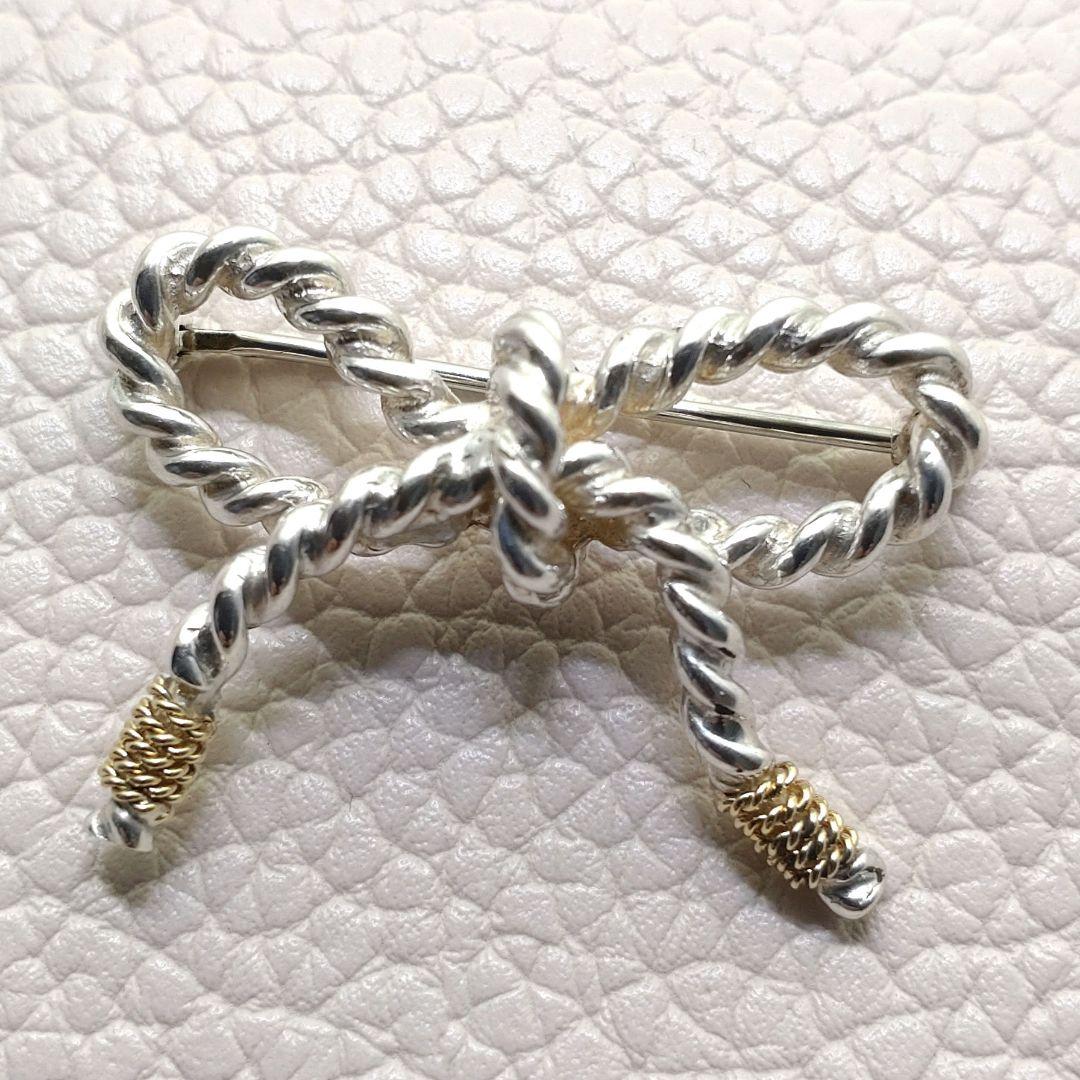 ＊ご成約済＊TIFFANY＆Co.　ツイストリボン　コンビブローチ925 750