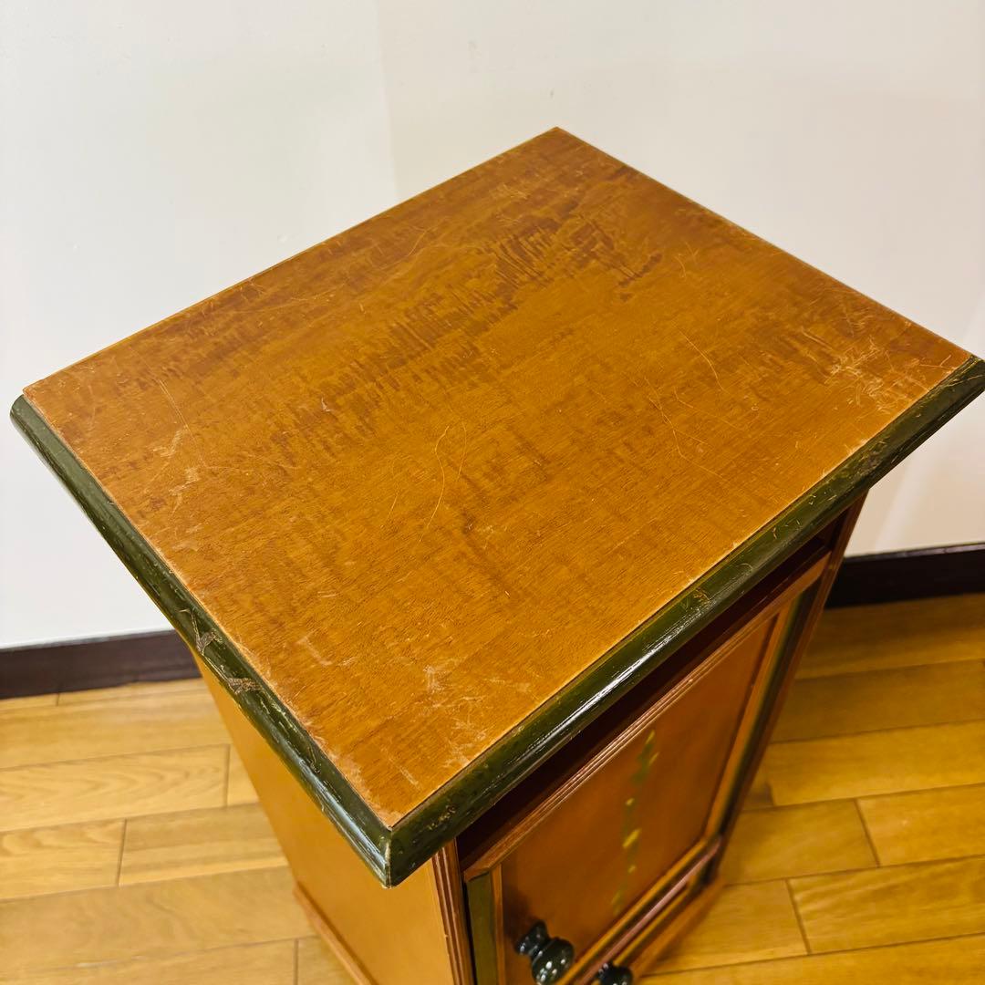 【サイドチェスト】イタリア　木製　象嵌細工　収納　引出　花台　飾り台　インテリア