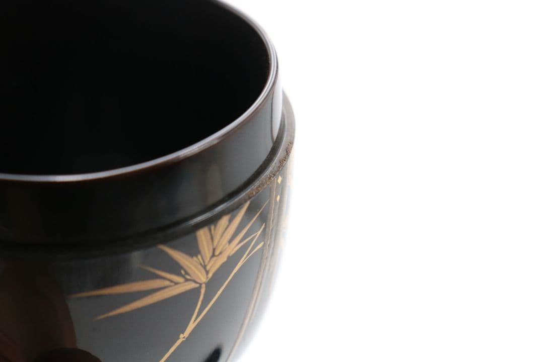 無銘 竹蒔絵 中棗 茶道具　AB814　N1