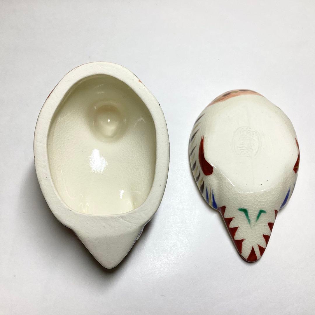 香合 色絵 おしどり 御室窯 木箱入 茶道具 古物品