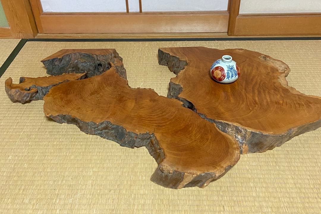 極希少・時代物天然欅けやき一枚板　瘤杢・自然穴｜古材銘木　縦 104× 横 65