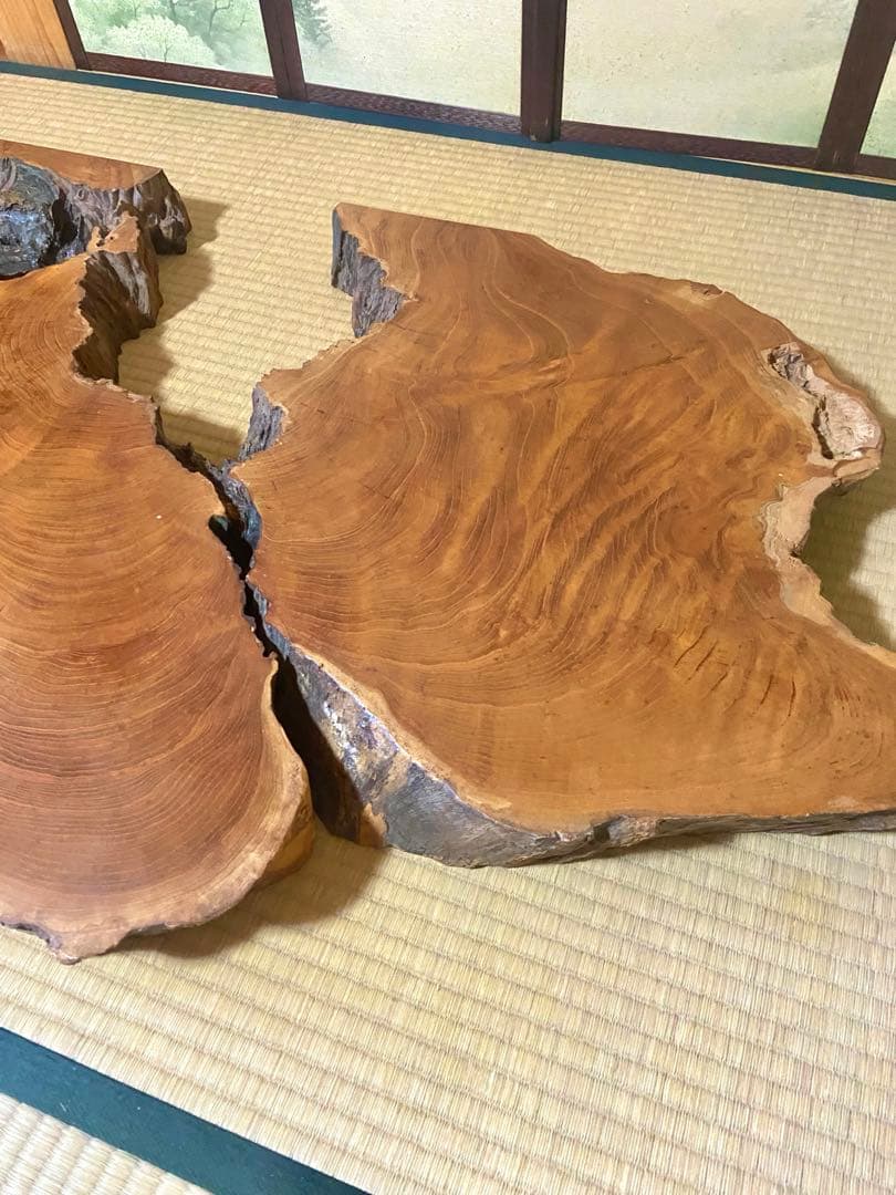 極希少・時代物天然欅けやき一枚板　瘤杢・自然穴｜古材銘木　縦 104× 横 65