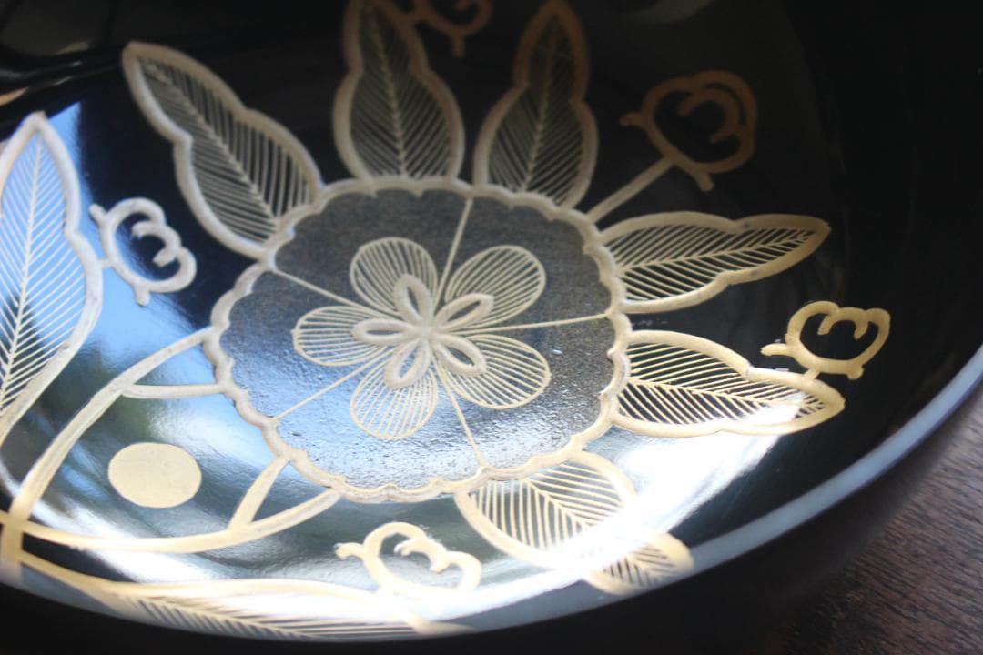 塗キズ有！優美な塗分けに極上木芙蓉蒔絵の映えるお椀2点（検輪島塗京塗雑煮椀
