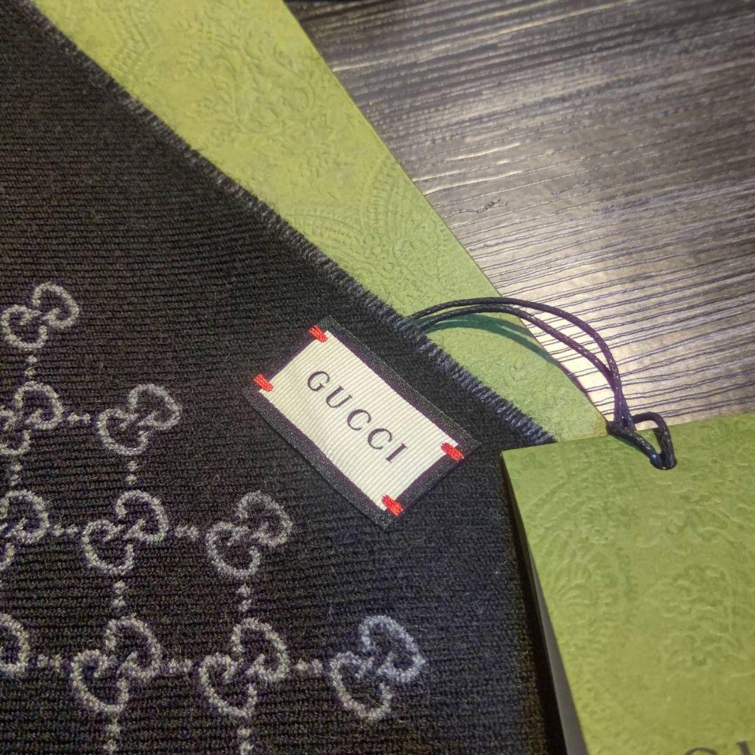❤新品箱袋付❤GUCCI マフラー ストール ショール スカーフ❤黒&グレー❤