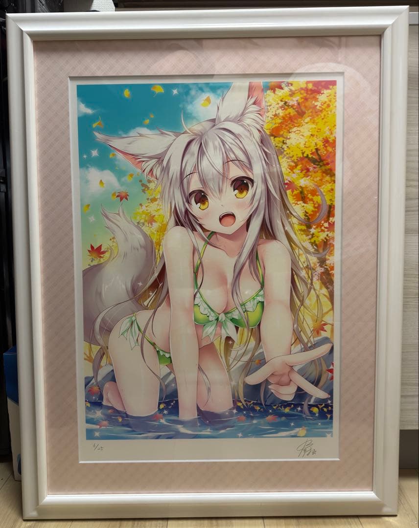 立羽 版画 はるちゃんと紅葉浴び アールビバン ミクスドメディア