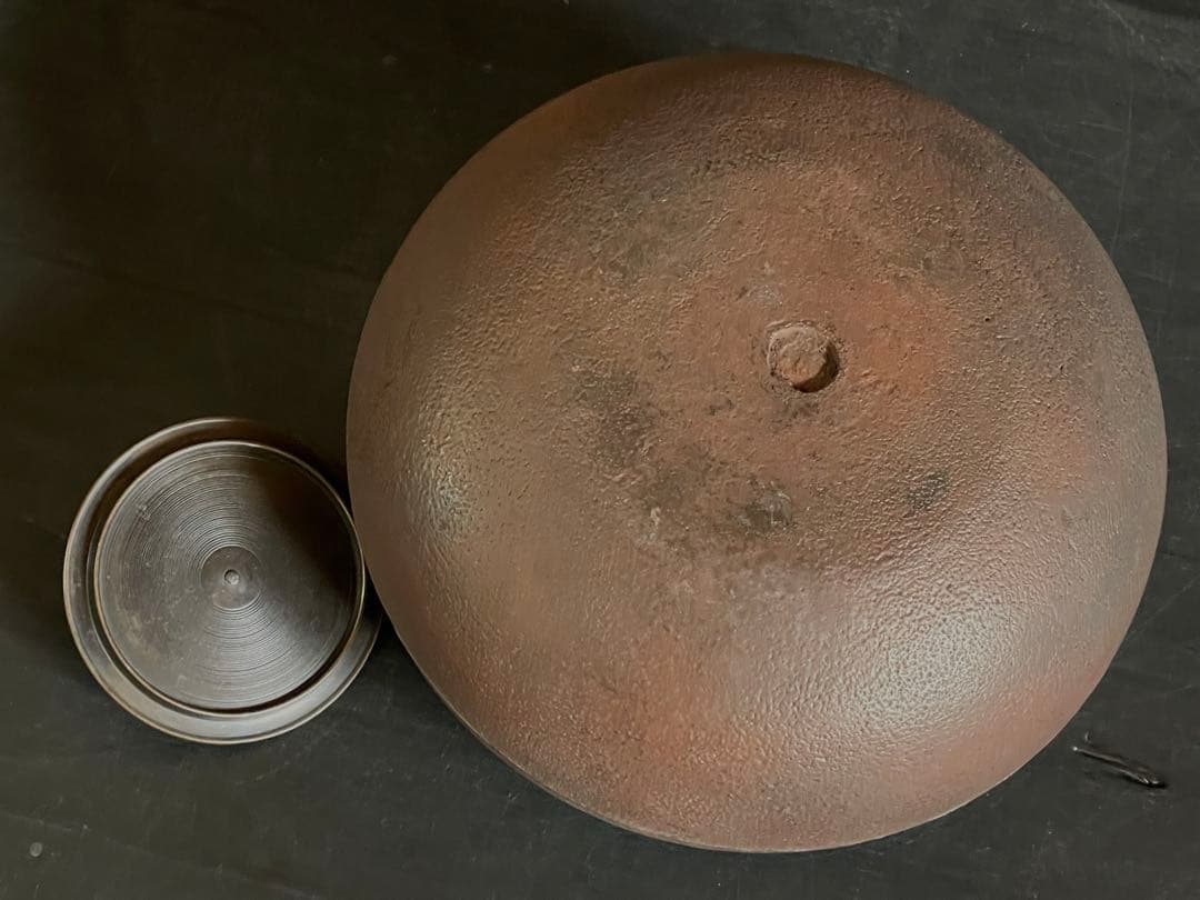 「母」 大刷毛目 姥口釜 釜師 畠 春斎 共箱 黄布 炉釜 （115あ②）