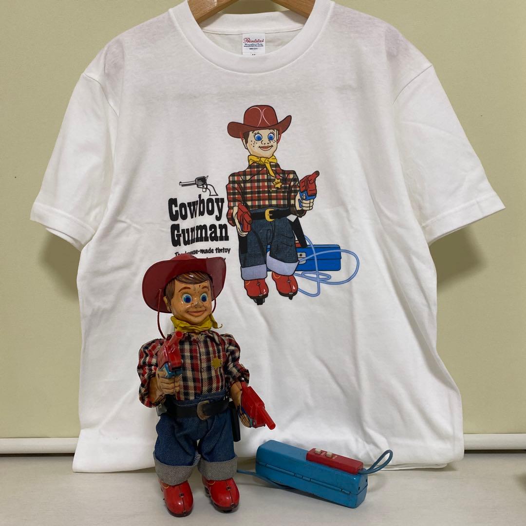 【再値下げ】ヨネザワ玩具ニ丁拳銃マーシャルワイルドビル　ブリキおもちゃ＆Tシャツ