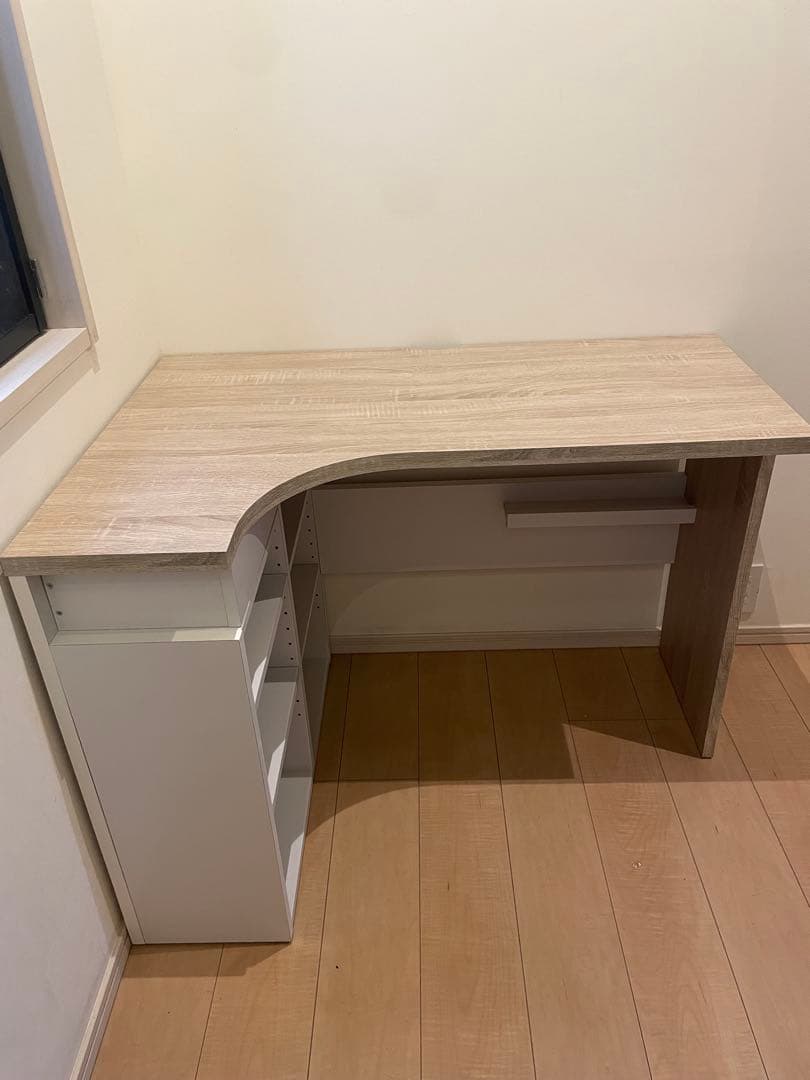 【美品】LOWYA L字型デスク　100㎝収納棚付き