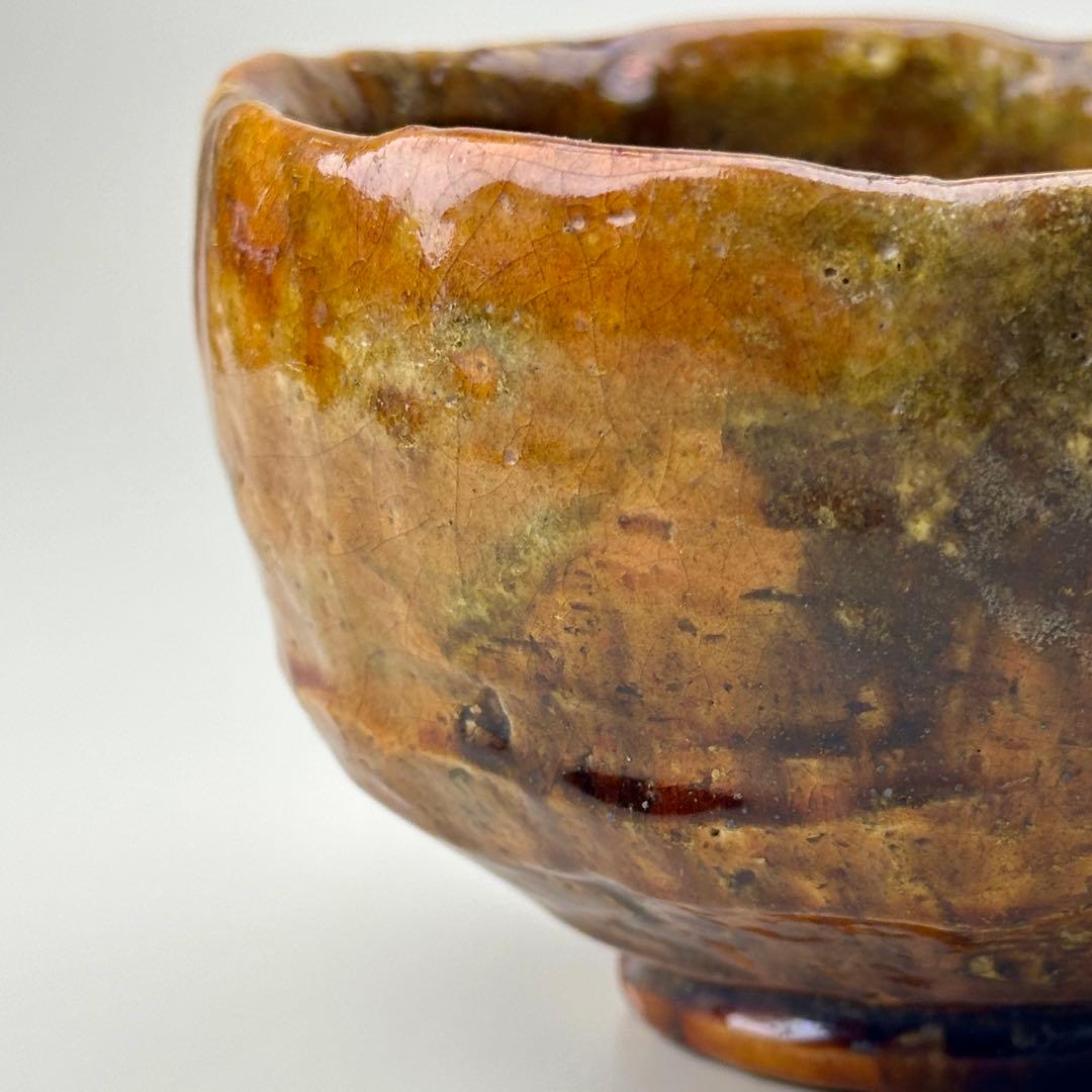 江戸期 嵯峨焼 楽茶碗 嵐山 茶道具 共箱 骨董品　アンティーク