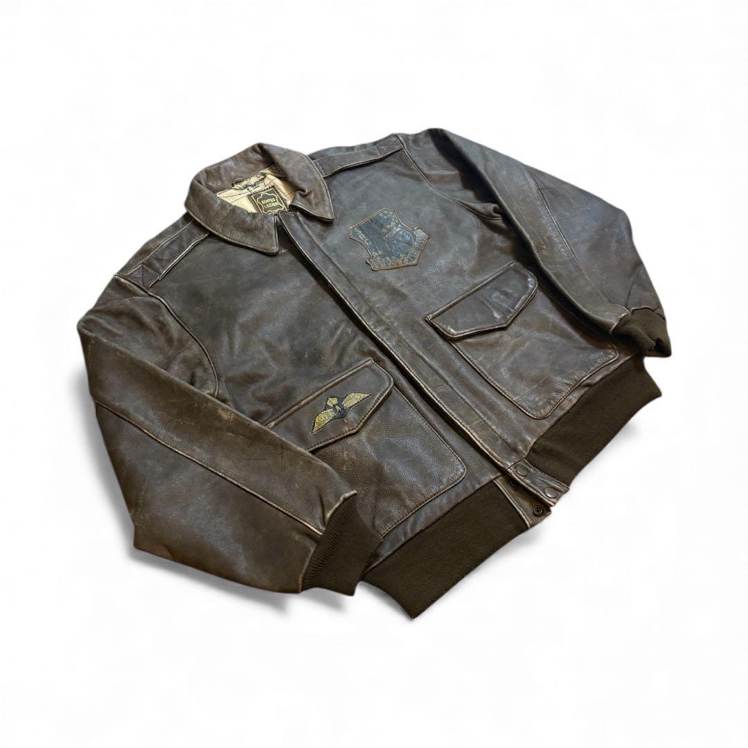 vintage a-2 レザー フライトジャケット バックプリント ミリタリー