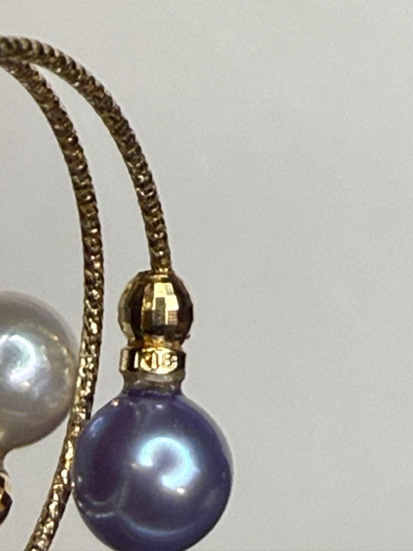 あこやパール　ラベンダーandホワイト　k18フリーリング