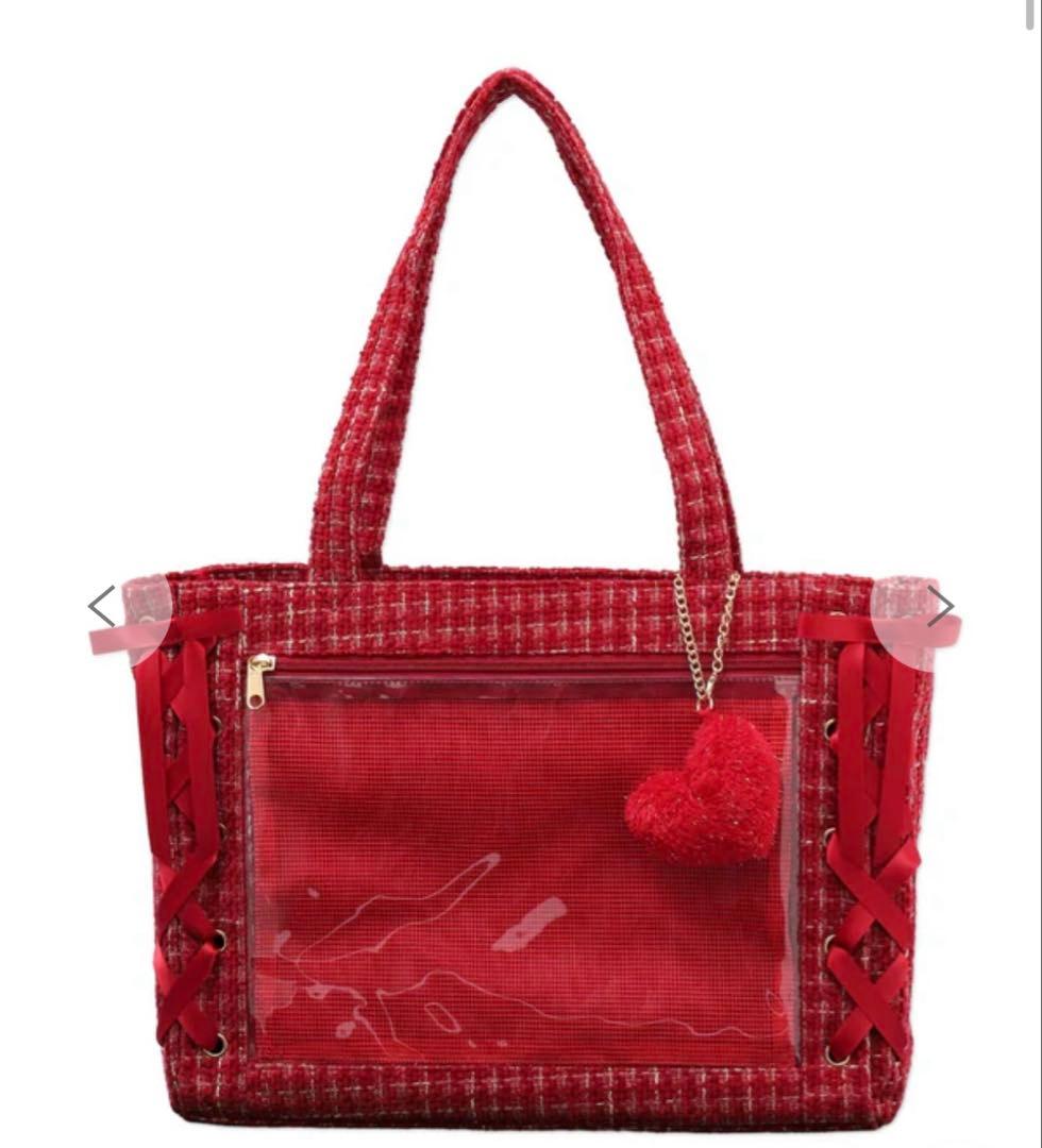 wego ツイードレースアップ痛バッグs レッド