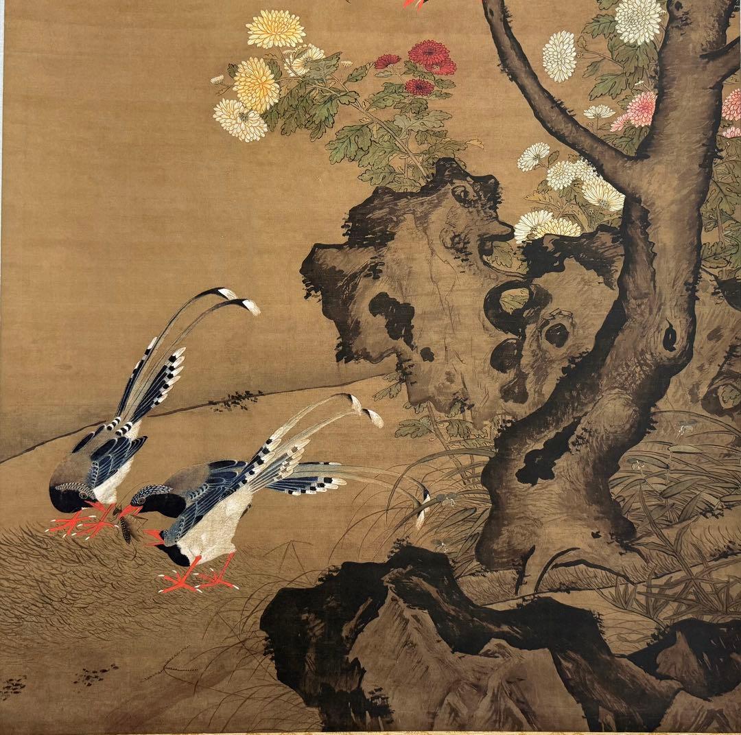 中国　明時代　呂紀　桂菊山禽圖　絹本　原色複製　◇検故宮博物館◇ 一鼎軒0926