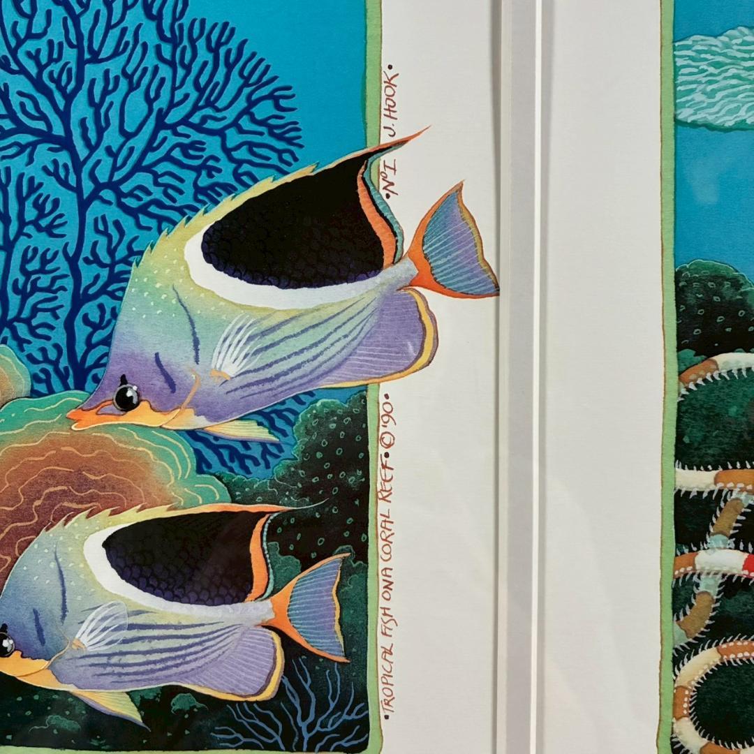 ジョアン・フック「サンゴ礁の熱帯魚」リトグラフ2点 大作 直筆サイン入 海