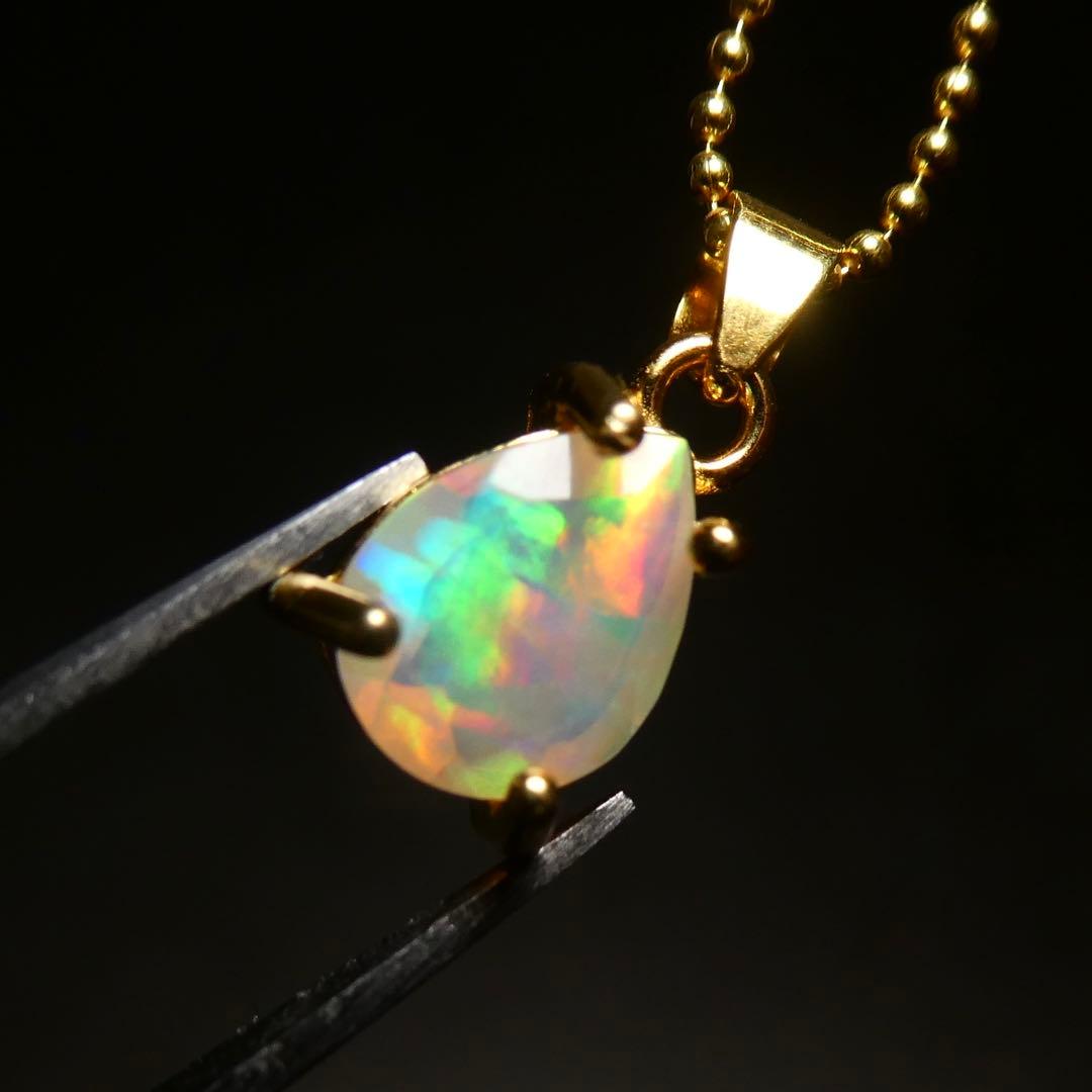 【虹入り】2)宝石質AAAオパールのシンプルネックレス