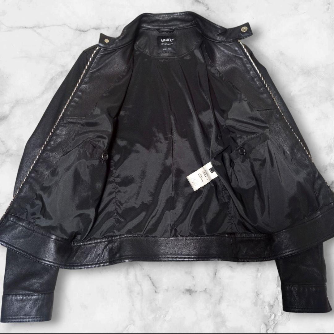 美品✨EMMETI JURI ゴールドジップ 黒 44 シングルライダース